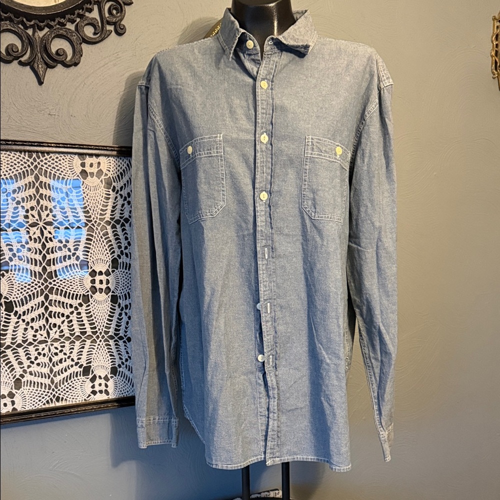 Jordan Men's Light Blue Denim Button-Down Shirt